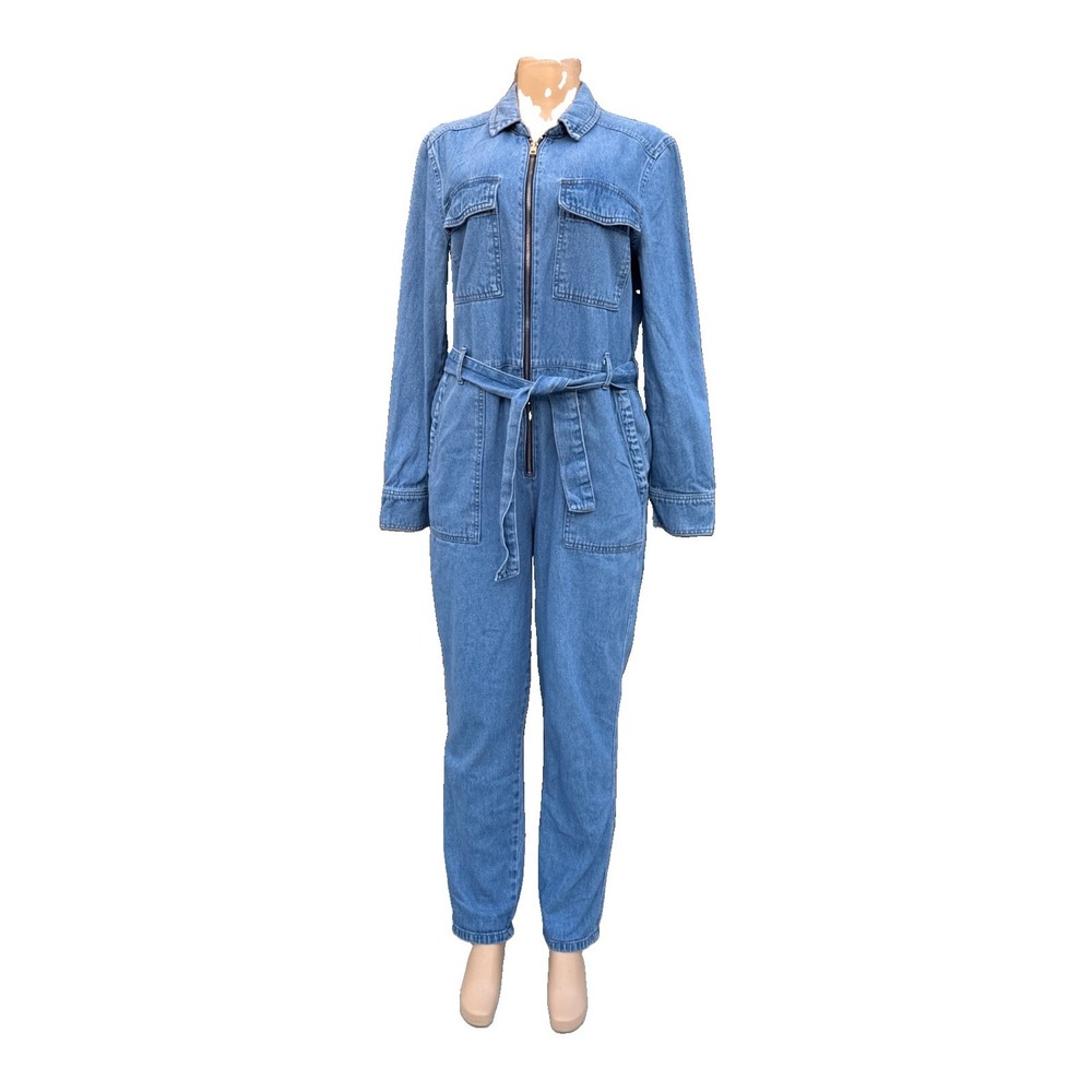Topshop Moto Blue Denim Jumpsuit Size 10